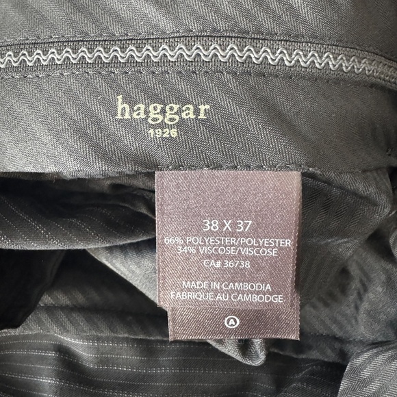 Haggar Men's Pin Striped Business Dress Trouser Pant Black Size May‎ Be Altered - Picture 2 of 12